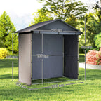 Garden Shed 1.1x2m with Roll-Up Door, Garage Tent for Bikes and Motorcycles, Dark Grey