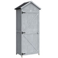 Outsunny Wooden Shed, 77x52.5x178cm, Wardrobe with Folding Workbench