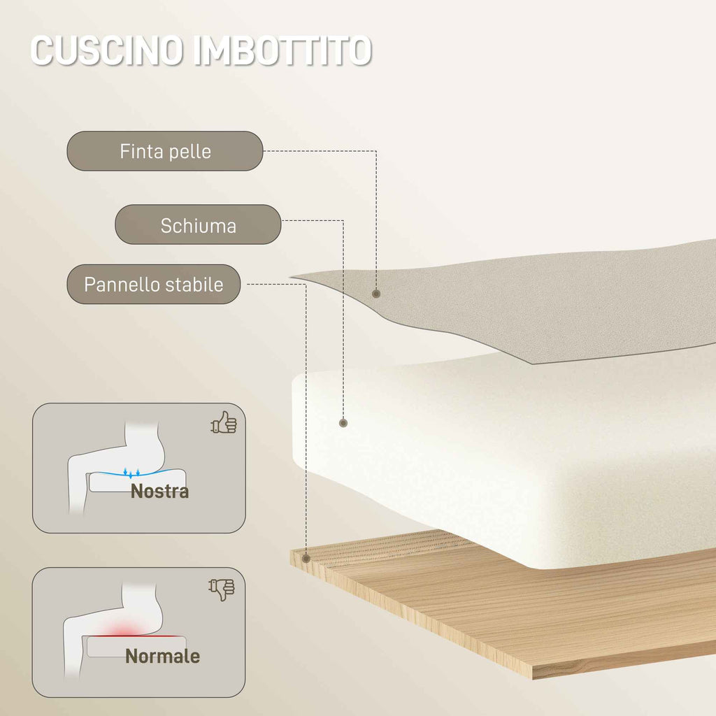 HOMCOM 155° Reclining Office Chair with Footrest, Double Padding and Faux Leather Upholstery, Beige