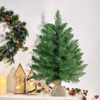 HOMCOM 55cm Mini Christmas Tree with 50 Thick Branches and Realistic PVC Needles, Cement and Jute Base