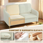 HOMCOM Modern 2-Seater Sofa with Thick Cushions and Sherpa Upholstery, 137x69x82 cm, Cream