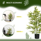 HOMCOM Artificial Bamboo Plant 90cm Tall with 504 PEVA and PP Leaves, Green, with a Ø15x12.5cm Cement Pot