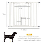 Small and Medium Dog Gate with Automatic Closing, in Steel and PA, 74-100x76 cm, White - Borgè