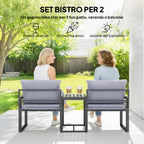 Outsunny 3-Piece Outdoor Set with Garden Table and 2 Chairs with Texteline Seat and Cushions, Grey