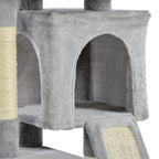 Cat Tree with Sisal Poles, Bed and 2 Houses, 59x39x83cm, Grey - Borge' Group Limited
