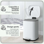 12L Pedal Bin with Silent Closure, Metal and PP, 24.5x32x34.5 cm, White