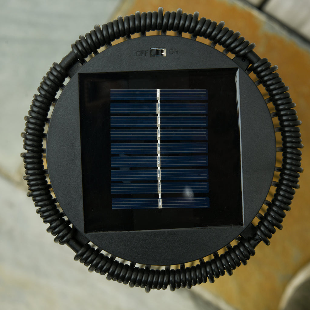 Outsunny Solar LED Garden Lantern with Charging Panel in Rattan and Metal, Ø21.5x61cm, Black