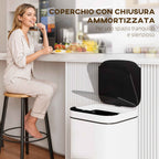 HOMCOM 13L Sensor Garbage Can with Space for Deodorants, Steel and PP, 24x24x41 cm, Black and White