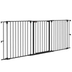3 Panel Double Lock Medium Dog Gate, 206x90cm, Black