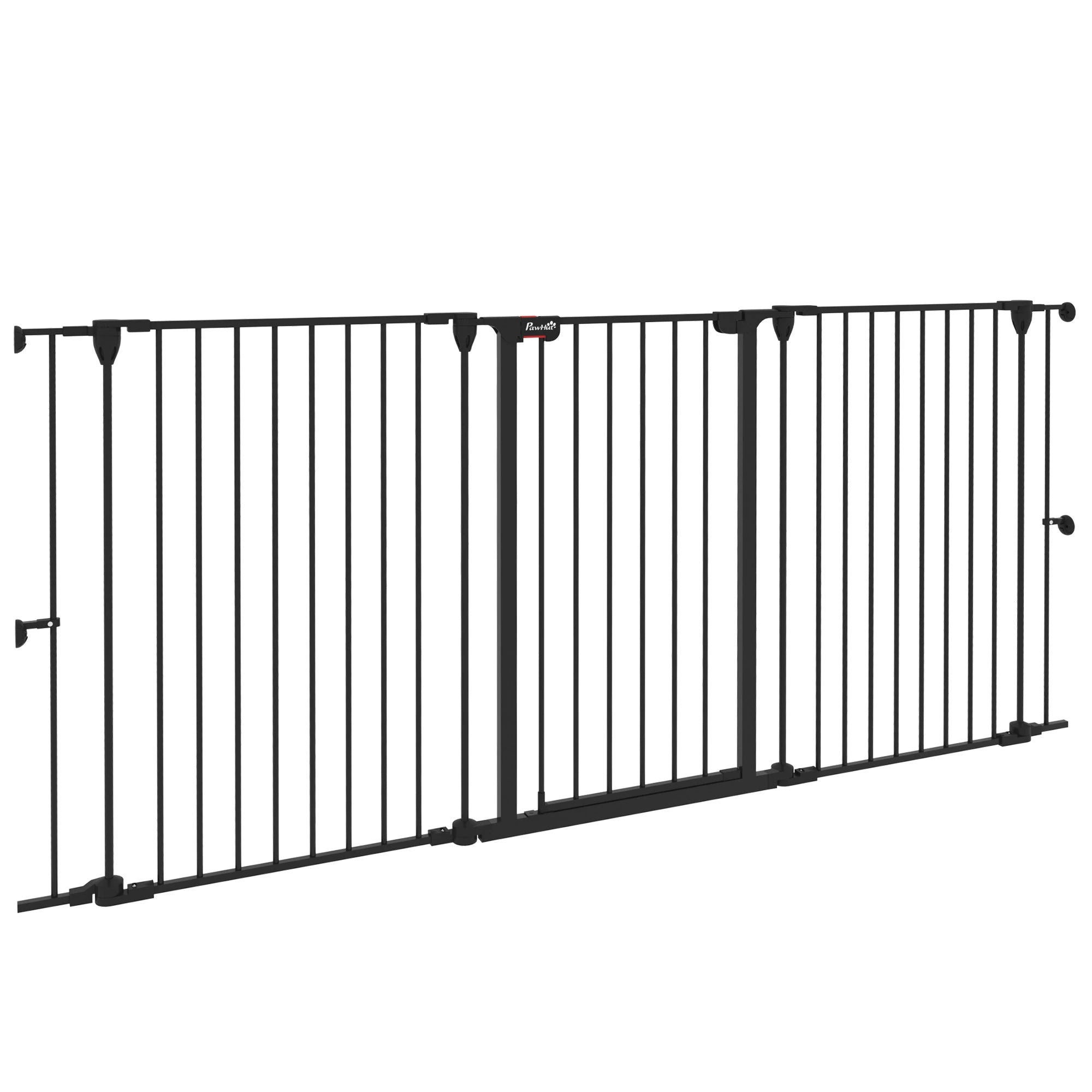 3 Panel Double Lock Medium Dog Gate, 206x90cm, Black