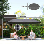 Outsunny Double Umbrella with 12 Ribs, Cross Base and Crank, in Steel and Polyester, 455x265x238 cm, Grey