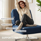 Swivel Living Room Chair in Chenille Effect Fabric and Metal, 70x87x84 cm, Dark Blue