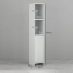 Space-Saving Bathroom Column with Cabinet and 2 Open Compartments, 30x30x160cm, White