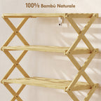 5-Tier Folding Shoe Rack, Ready-to-Use, Bamboo, 60x29x88 cm, Wood Color