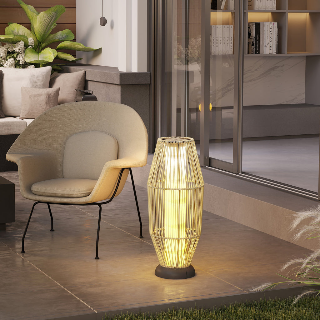 Solar Garden Lamp with LED Lighting, in PE, Rattan and Steel, Ø26x72 cm, Grey