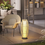 Solar Garden Lamp with LED Lighting, in PE, Rattan and Steel, Ø26x72 cm, Grey