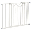 Small and Medium Dog Gate with Automatic Closing, in Steel and PA, 74-100x76 cm, White - Borgè