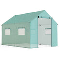 Outsunny 2x3x2 m Tunnel Greenhouse with Roller Doors and Windows and Pointed Roof, in Steel and PE, Green