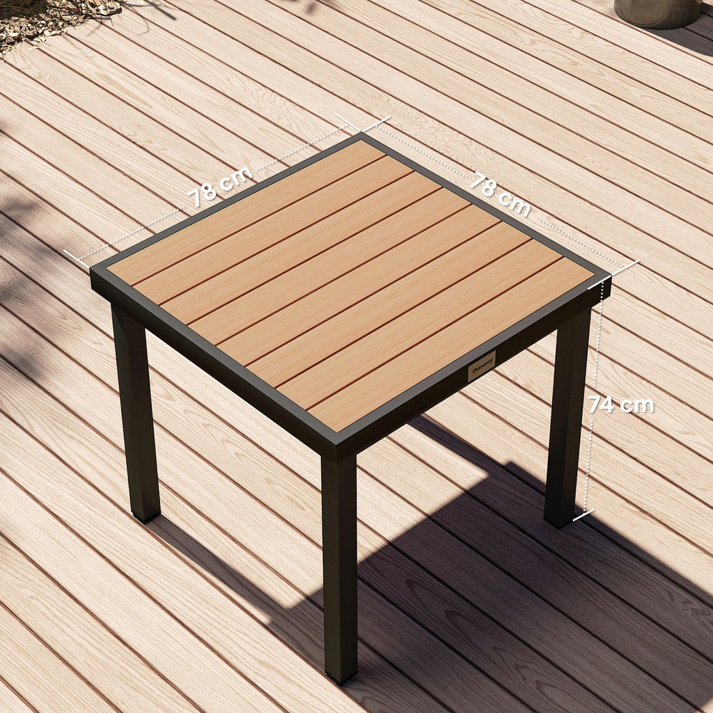 4-Seater Garden Table in Aluminum and Plastic, Black and Wood Color