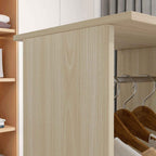 HOMCOM Wardrobe with Wheels, 2 Rods, and 3 Open Shelves, Made of Wood and Aluminum, 120x40x128 cm, Wood Color