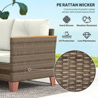PE Rattan Garden Lounge with 2-Seater Sofa, Chaise Longue and Coffee Table, Cream