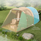 2-4 Person Waterproof Tunnel Tent with Carry Bag, 460x260x190 cm, Green