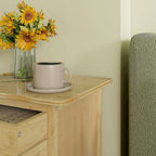 HOMCOM Set of 2 Bedside Tables with 2 Drawers and Lower Shelf in Nordic Style, in Bamboo, 40x34x60 cm - Borgè