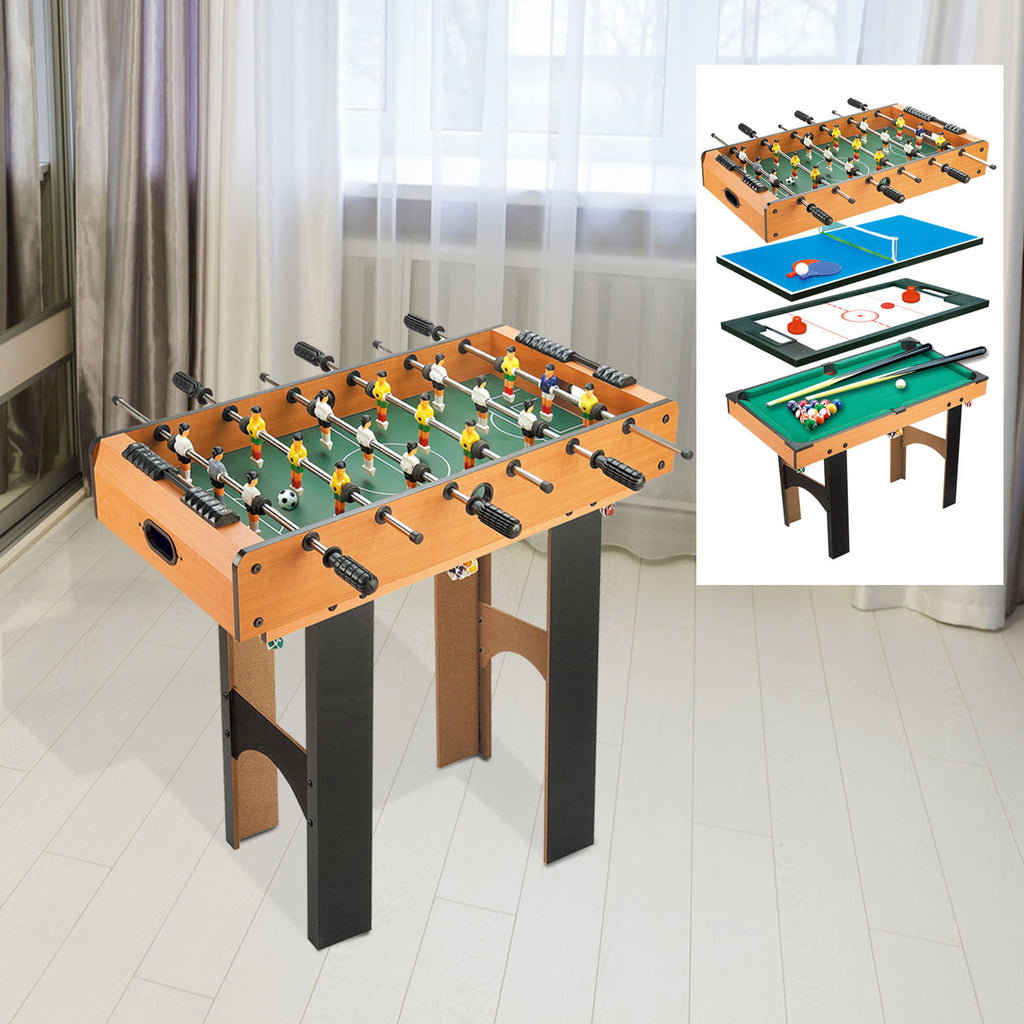 4-in-1 Multi-Game Table with Table Football, Air Hockey, Ping Pong and Pool Table in MDF, 92x78x80cm