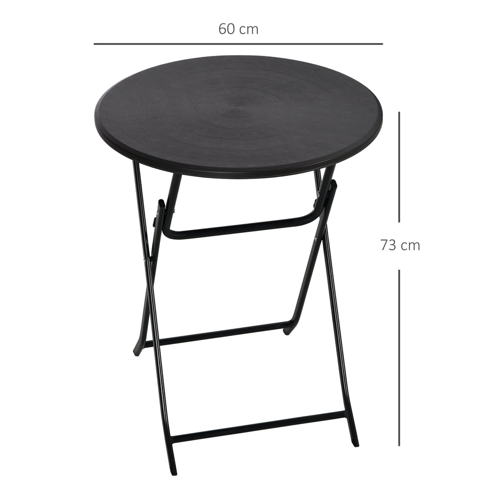 Outsunny Round Folding Garden Table in Steel and HDPE, Ø60x73 cm, Dark Grey