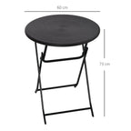 Outsunny Round Folding Garden Table in Steel and HDPE, Ø60x73 cm, Dark Grey