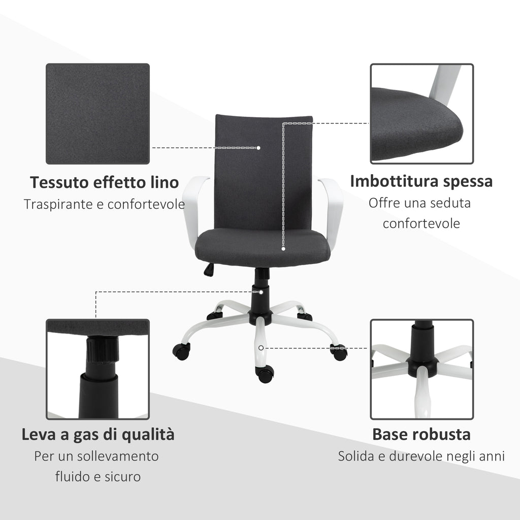 Ergonomic and Swivel Office Chair with Adjustable Height, 61x61x89-99 cm, Dark Grey