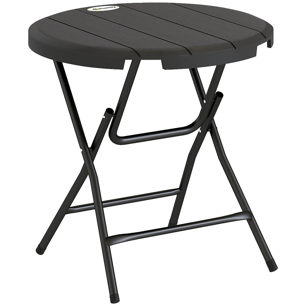 Outsunny Round Folding Garden Table for 4 People in Aluminum and HDPE Plastic, Ø80x73 cm, Gray