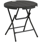 Outsunny Round Folding Garden Table for 4 People in Aluminum and HDPE Plastic, Ø80x73 cm, Gray