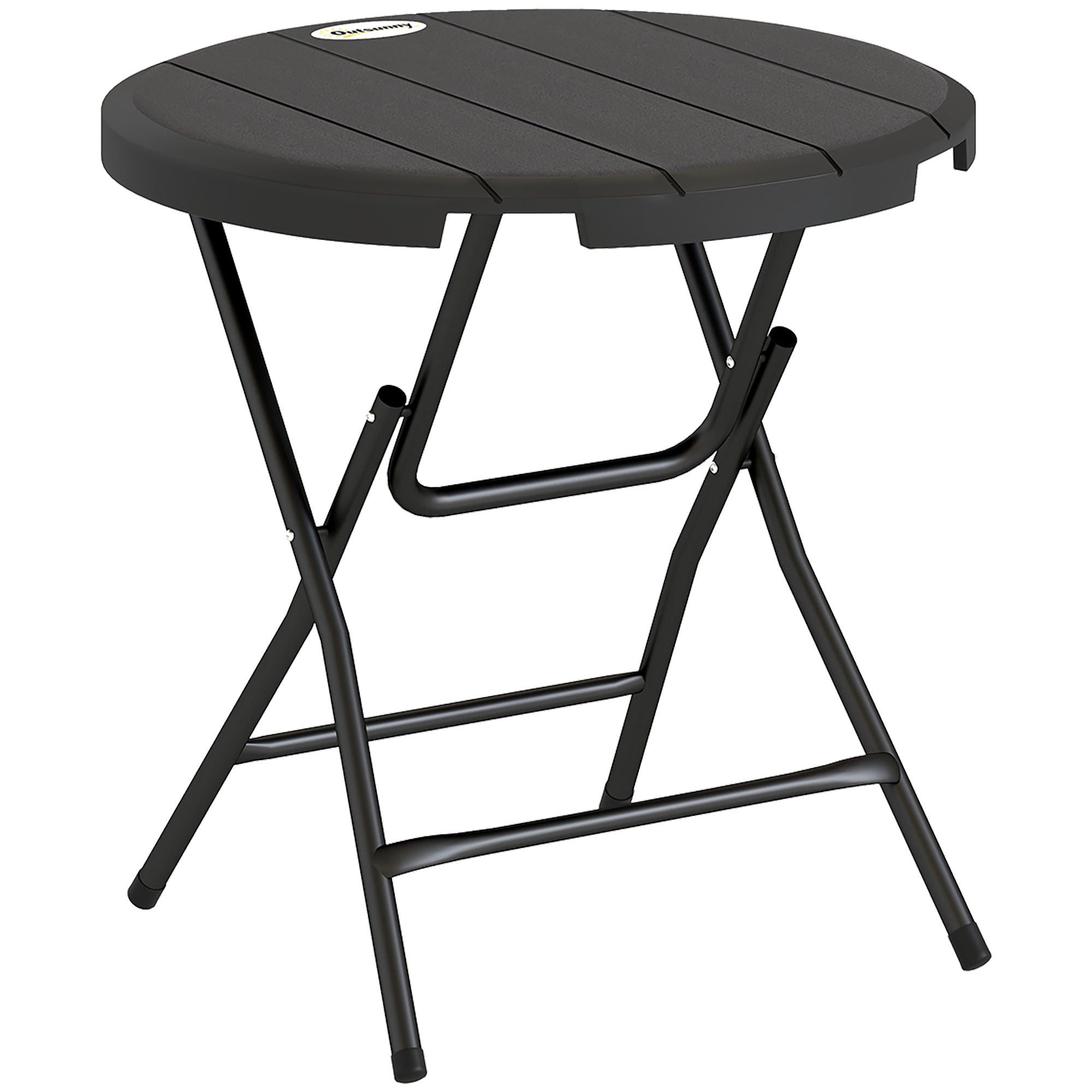 Outsunny Round Folding Garden Table for 4 People in Aluminum and HDPE Plastic, Ø80x73 cm, Gray