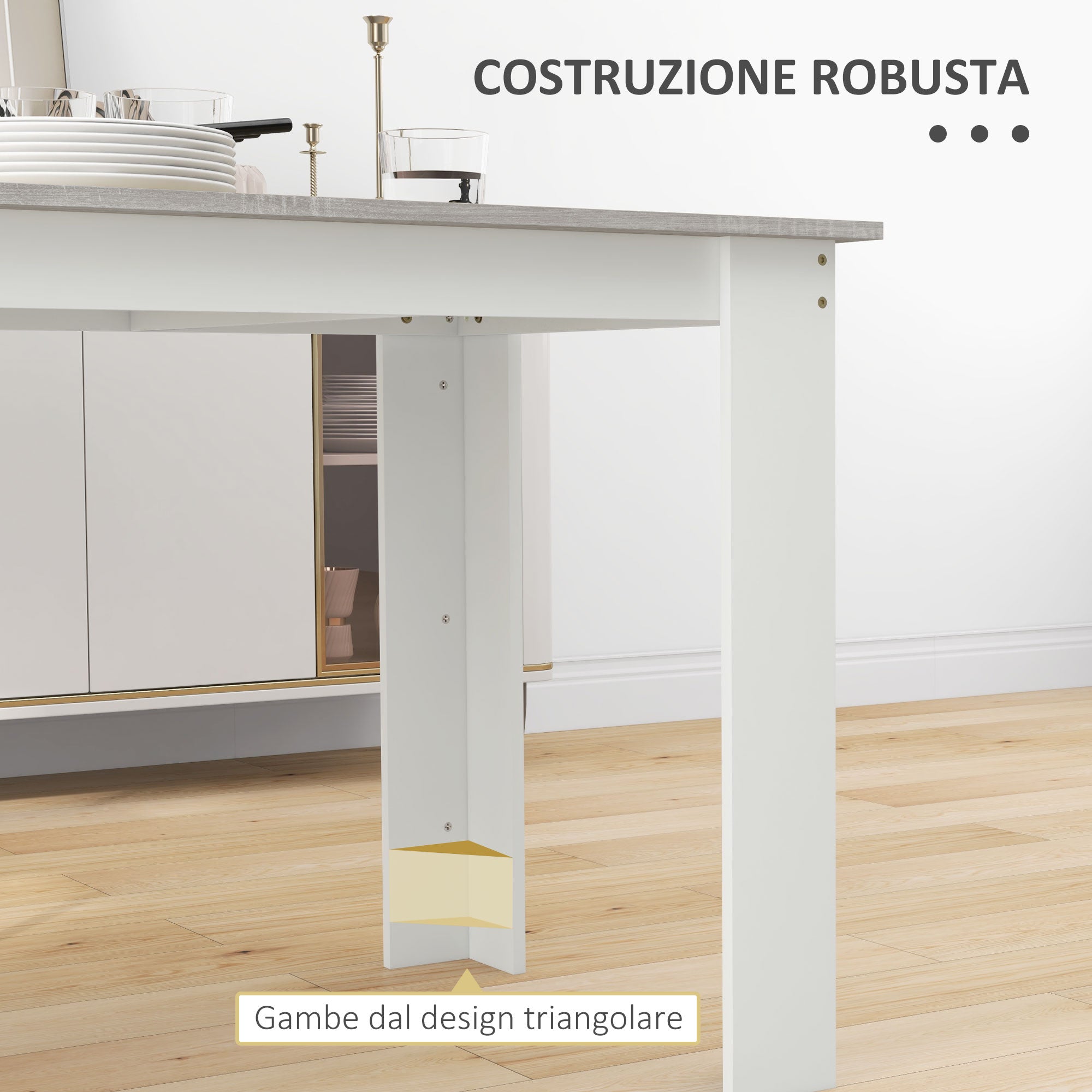 Modern Wooden Dining Table for 4-6 People, 120x69x75cm, Grey and White