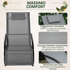 Outsunny Zero Gravity Ergonomic Rocking Lounger, Metal and Texteline, 63x160x88cm