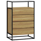 4-Drawer Chest with Open Shelf in Steel and Glass
