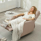 HOMCOM 160° Max Reclining Chair with Footrest, PU Leather, Wood and Steel, 65x89x100 cm, Light Brown