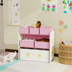 3-Tier Mobile Toy Storage Shelf with 6 Baskets, Pink