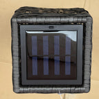 Solar Garden Lamp with LED Lighting, in Steel and PE Rattan, 20x20x68 cm, Gray