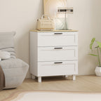 Modern 3-Drawer Wooden Chest of Drawers, 60x38x71 cm, White and Wood Color