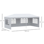 Garden Gazebo for Events with 4 Removable Walls with Windows, 5.8x2.9x2.5m, White