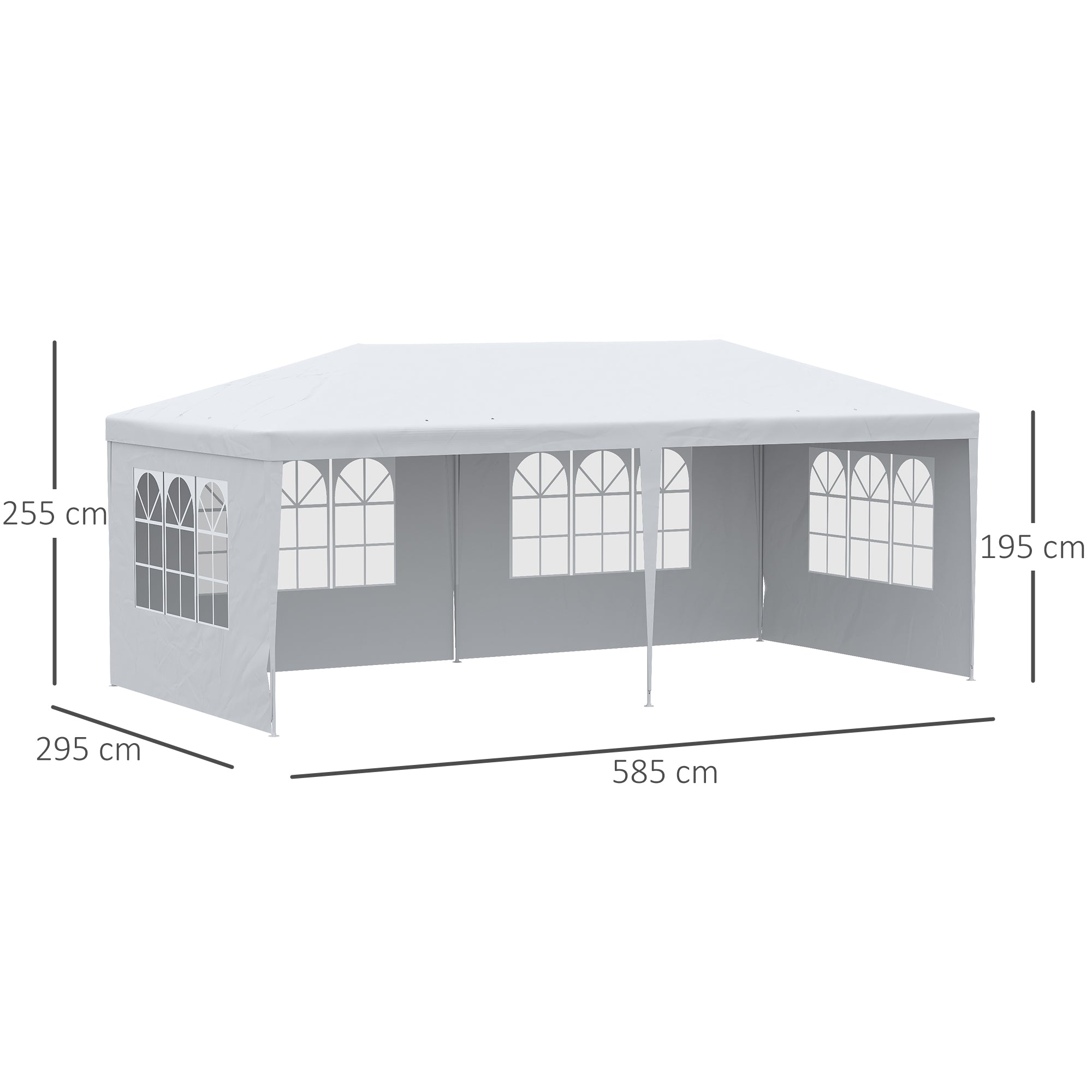 Garden Gazebo for Events with 4 Removable Walls with Windows, 5.8x2.9x2.5m, White