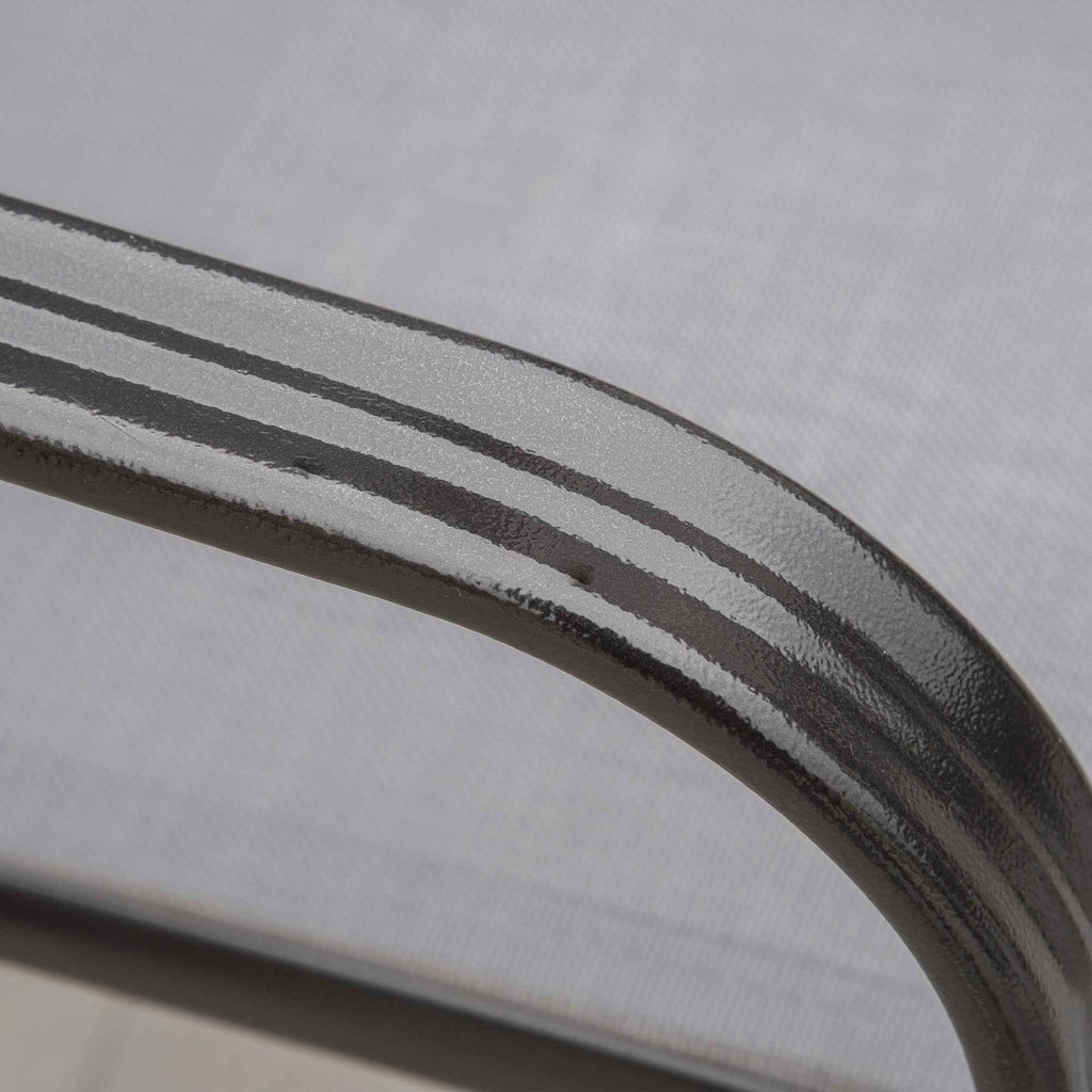 Outsunny Set of 4 Stackable Space-Saving Garden Chairs with Metal Armrests and Mesh Fabric, Grey