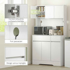 HOMCOM Modern Kitchen Sideboard with 4 Cabinets, 2 Drawers and Adjustable Shelves, 100x38x180 cm, White