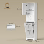 Bathroom Cabinet with Folding Laundry Hamper, Cabinet and 2 Drawers, Wooden, 45x30x171 cm, White