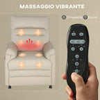 Recliner Chair with Footrest, Heated, 8 Massage Points and 5 Modes, Velvet Fabric, Beige