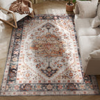 Bohemian Rug Non-Slip and Washable Short Pile for Living Room and Bedroom, 230x160 cm, Brown
