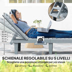 Outsunny Set of 2 Sun Loungers with Adjustable Backrest and Trays, in Polypropylene, 62x158x88 cm, Dark Grey