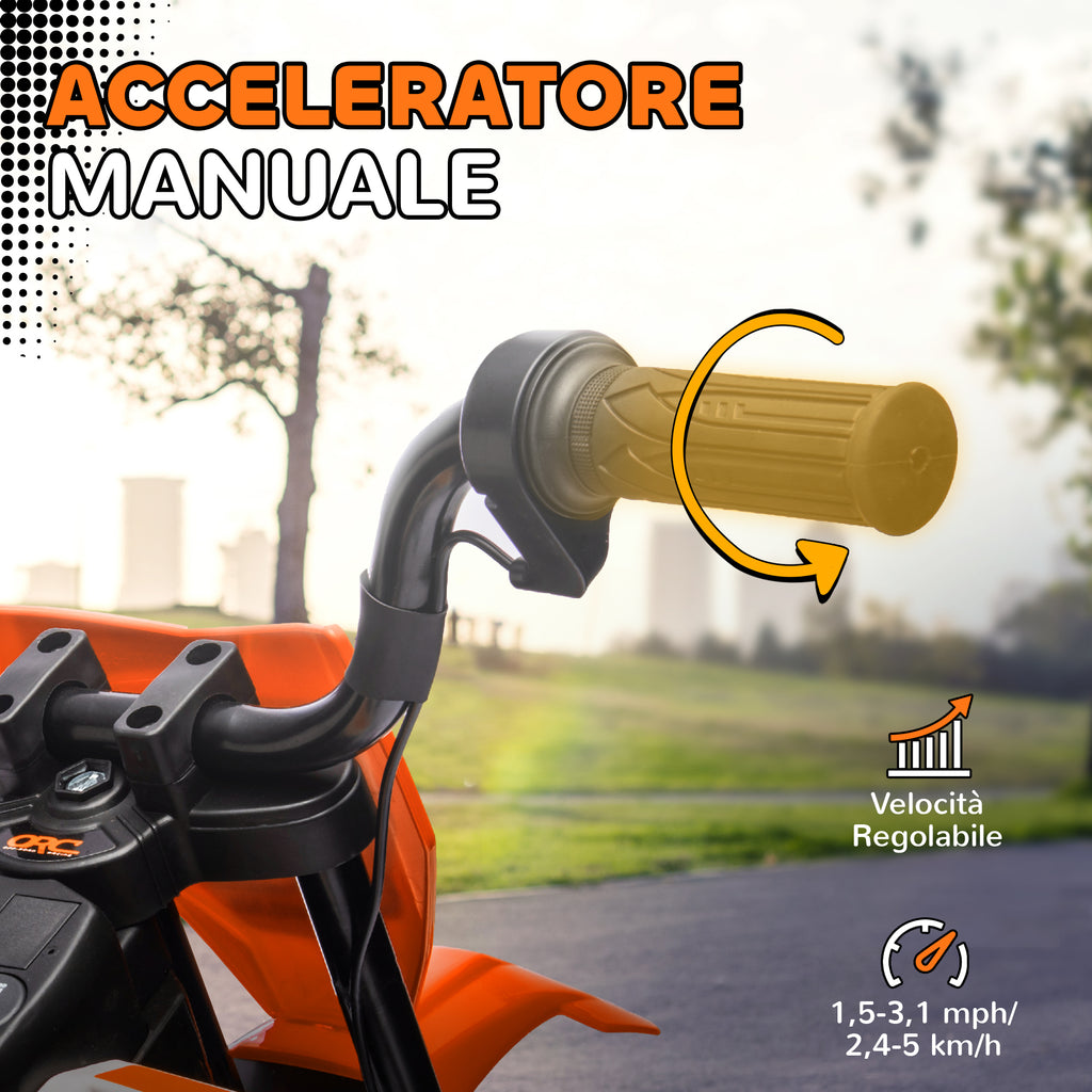 Electric Motorcycle for Kids with Removable Training Wheels, Suspension, Sounds and Charge Indicator, Orange